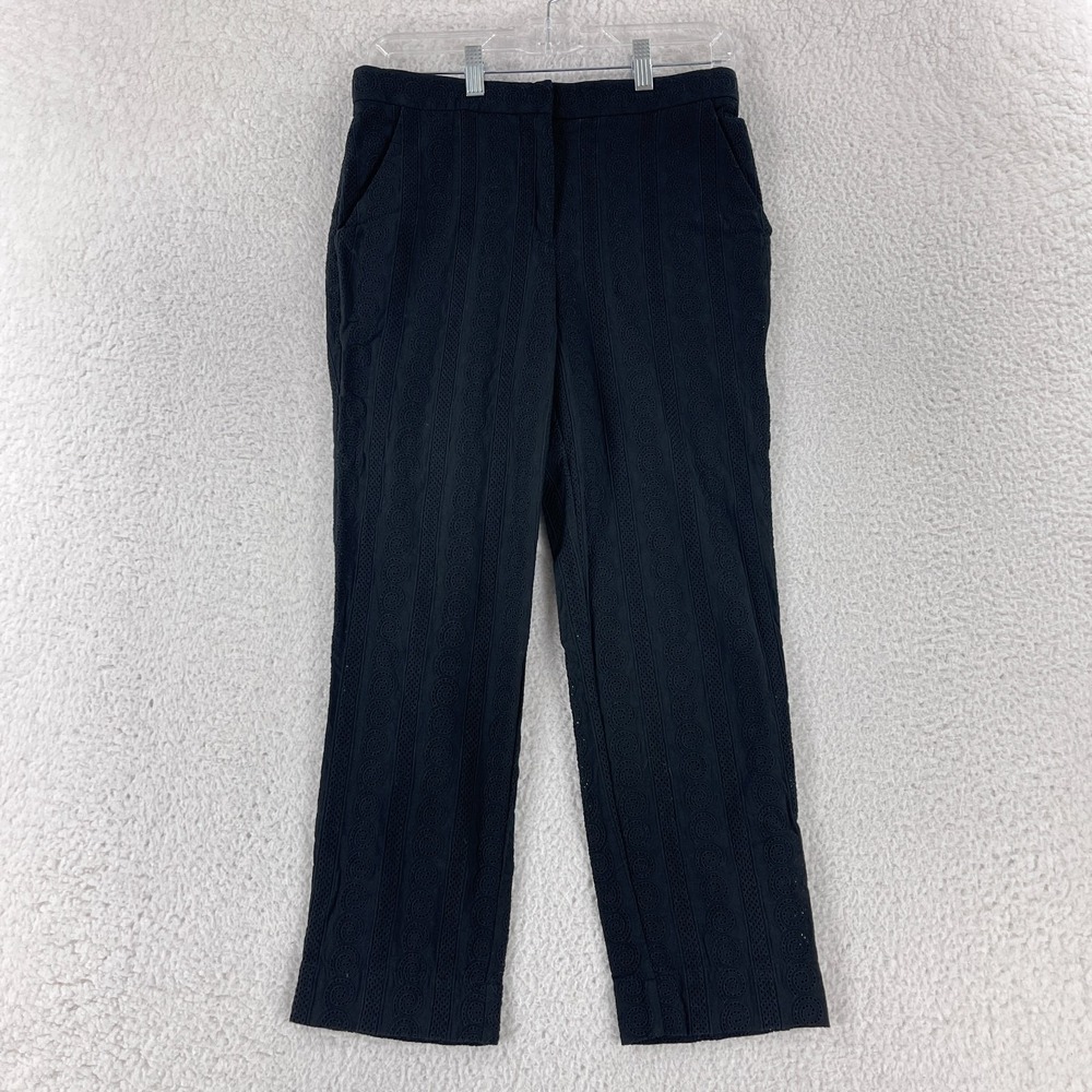A.L.C. Dress Pants Womens Size 4 Black Eyelet Straight Leg 100% Cotton High-Rise